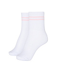 Женские носки Stimma средние белые с розовой полоской, цвет - розовый