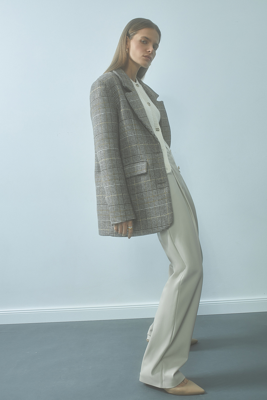 Жіночий блейзер-пальто Stimma Вальд, колір - Коричнева клітинка