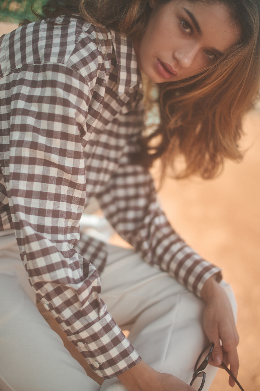 Женская рубашка Stimma Марен, цвет - Шоколадная клеточка