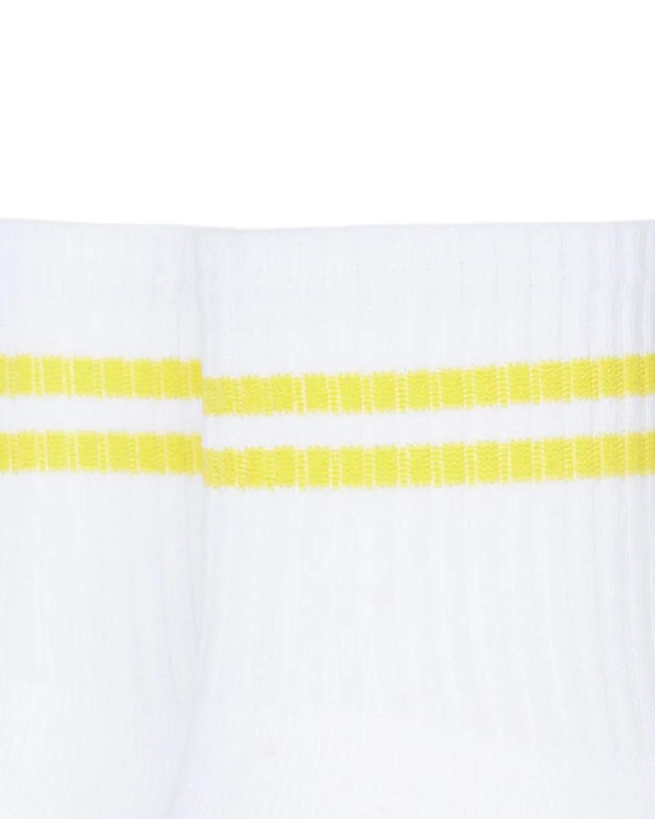Женские носки Stimma средние белые с желтой полоской, цвет - желтый