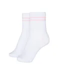 Жіночі шкарпетки Stimma середні білі з рожевою смужкою, колір - рожевий