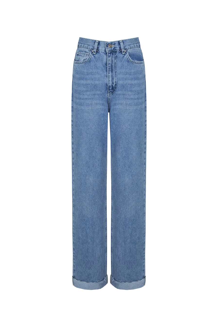Жіночі джинси Stimma WIDE LEG Левері, колір - Темно-блакитний