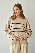 Жіночий светр Stimma Смугані , колір - Бежевий/чорна полоска