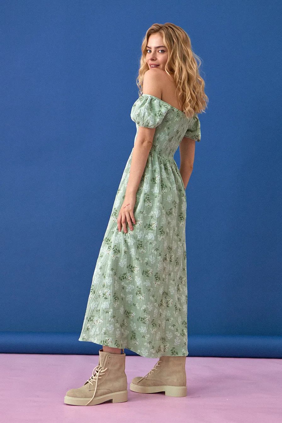 Жіноча сукня Stimma Сінді, колір - фісташка/візерунок