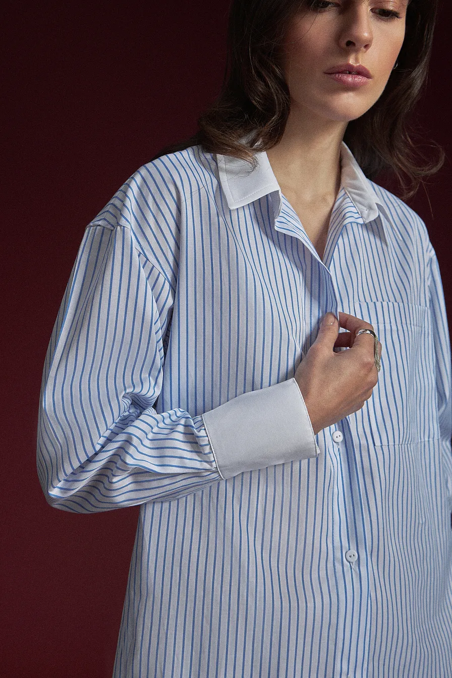 Женская рубашка Stimma Аорин, цвет - Голубая тонкая полоска